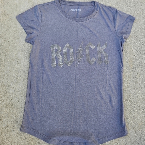 Zadig & Voltaire Skinny Rock β‘οΈ Graphic Tee Sequin Embellishments Med NWOT - Picture 2 of 6